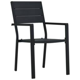 Berkfield Home Sturdy Garden Chairs 4 pcs Black HDPE Wood Look - thumbnail 3