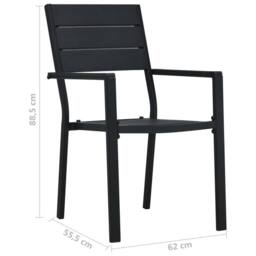 Berkfield Home Sturdy Garden Chairs 4 pcs Black HDPE Wood Look - thumbnail 9