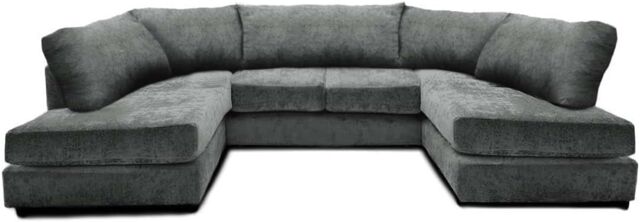 Furniture 786 Cambridge Full Back 6 Seater U Shaped Corner Chenille Fabric Sofa in Grey - image 1