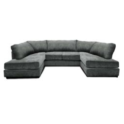 Furniture 786 Cambridge Full Back 6 Seater U Shaped Corner Chenille Fabric Sofa in Grey - thumbnail 2