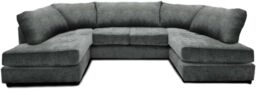 Furniture 786 Cambridge Full Back 6 Seater U Shaped Corner Chenille Fabric Sofa in Grey - thumbnail 1