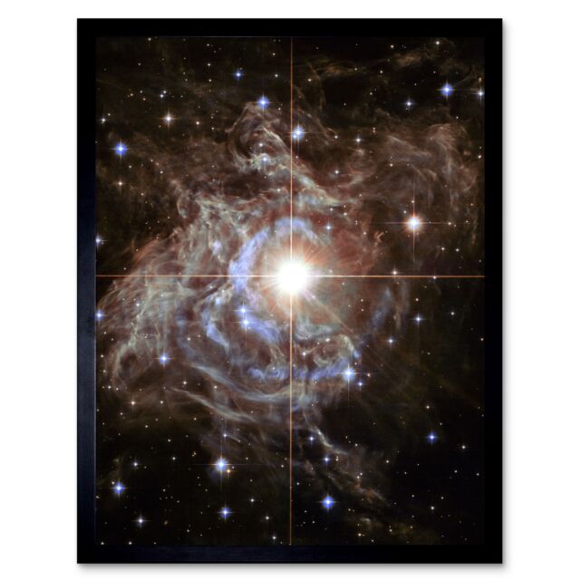 Artery8 Hubble Space Telescope Image Cepheid Variable Super Star RS Puppis Light Echo Phenomenon Bright Flashes In Nebula Art Print Framed Poster - image 1