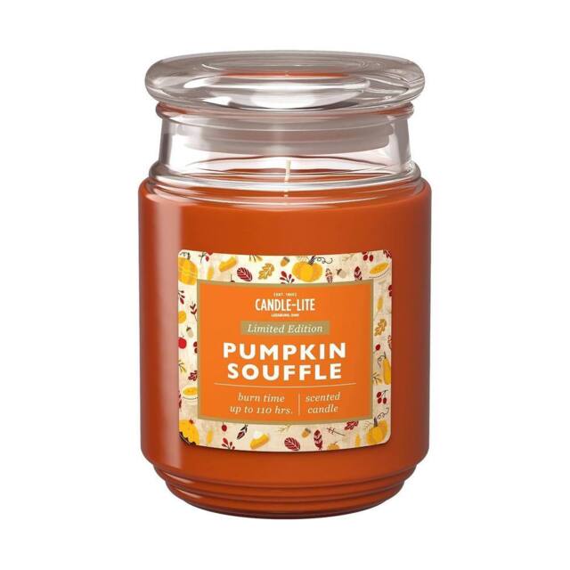 Candle-Lite Pumpkin Souffle Scented Candle Jar 18oz in Orange