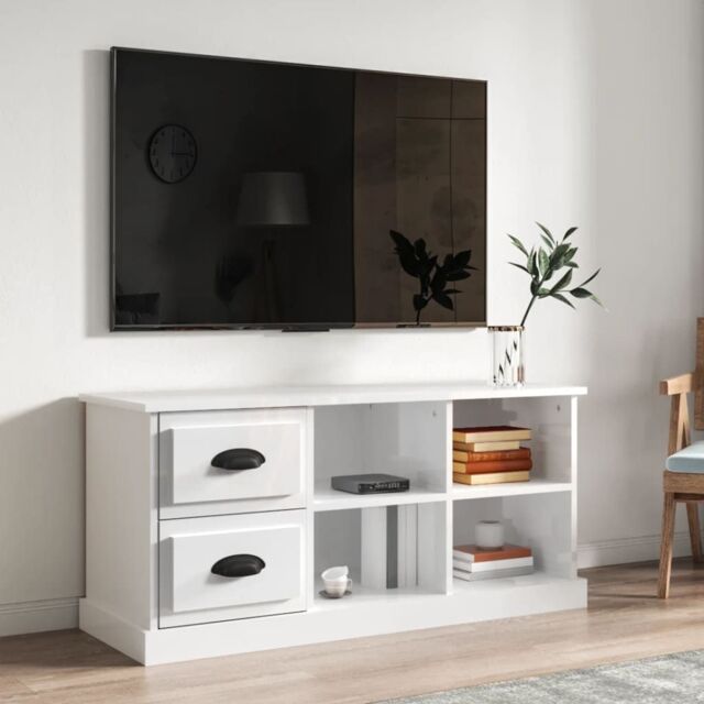 Berkfield Home TV Cabinet High Gloss White 102x35.5x47.5 cm Engineered Wood - image 1