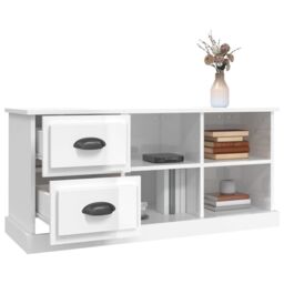 Berkfield Home TV Cabinet High Gloss White 102x35.5x47.5 cm Engineered Wood - thumbnail 5