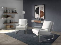 Angel Cerda Off-white leatherette armchair in White - thumbnail 4