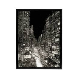 "Artery8 Tokyo At Night Japan Cityscape Sketch Framed Canvas Wall Art Print in Black - Size: W12"" x H16""" - thumbnail 1