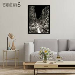 "Artery8 Tokyo At Night Japan Cityscape Sketch Framed Canvas Wall Art Print in Black - Size: W12"" x H16""" - thumbnail 3