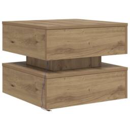 Berkfield Home Coffee Table with LED Lights Artisian Oak 50x50x40 cm in Brown - Size: 50 x 50 x 40 cm - thumbnail 9