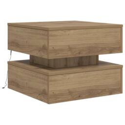 Berkfield Home Coffee Table with LED Lights Artisian Oak 50x50x40 cm in Brown - Size: 50 x 50 x 40 cm - thumbnail 3