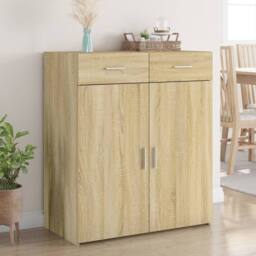 Berkfield Home Sideboard Sonoma Oak 80x42.5x93 cm Engineered Wood in Brown - thumbnail 2