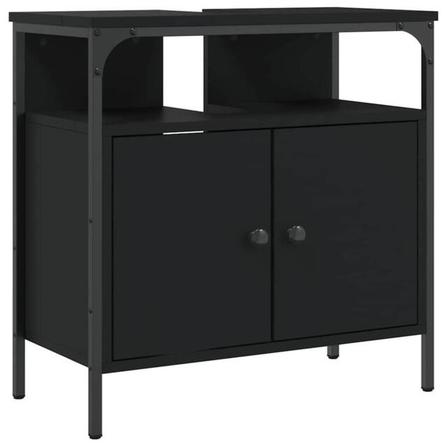 Berkfield Home Bathroom Sink Cabinet Black 60x30x60 cm Engineered Wood - Size: 60 x 30 x 60 cm