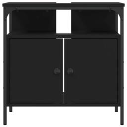 Berkfield Home Bathroom Sink Cabinet Black 60x30x60 cm Engineered Wood - Size: 60 x 30 x 60 cm - thumbnail 5