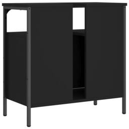 Berkfield Home Bathroom Sink Cabinet Black 60x30x60 cm Engineered Wood - Size: 60 x 30 x 60 cm - thumbnail 8