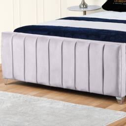 UK Bed Furniture Empire Winged Slatted Base Upholstered Bed with 48 Inch Headboard in Silver - Size: Single - thumbnail 3