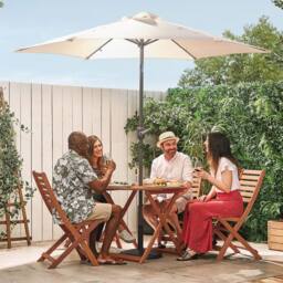 VonHaus 2.7M Ivory Steel Garden Parasol in Beige - thumbnail 8