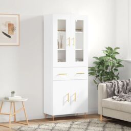 Berkfield Home Highboard White 69.5x34x180 cm Engineered Wood - thumbnail 1