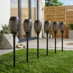 Garden Greatness 6 Pack Solar Flame Stake Lights in Black - Size: 1 Pack - thumbnail 2