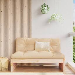 Berkfield Home Garden Middle Sofa 120x80 cm Solid Wood Pine in Natural - thumbnail 2