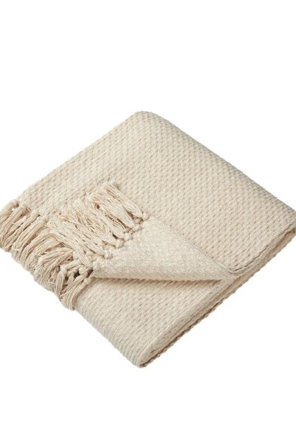 Drift Home 'Hayden' Textured Woven Throw in Cream - Size: 130 cm x 180 cm - image 1