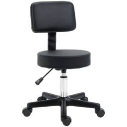 Havendro Adjustable Swivel Salon Chair Padded Seat Back 5 Wheels Black