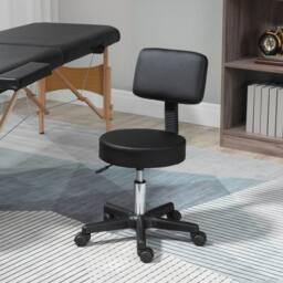 Havendro Adjustable Swivel Salon Chair Padded Seat Back 5 Wheels Black - thumbnail 3