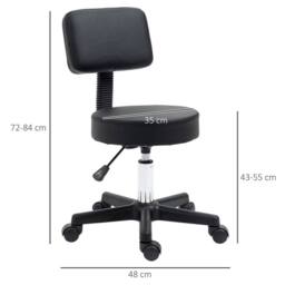 Havendro Adjustable Swivel Salon Chair Padded Seat Back 5 Wheels Black - thumbnail 2
