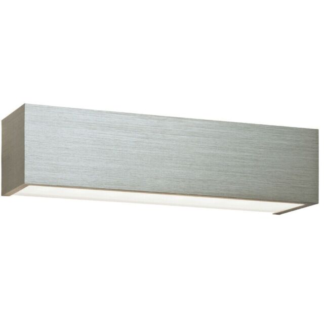 Loops LED Box Wall Light Warm White Brushed Aluminium & Frosted Glass Bedside Lamp - image 1