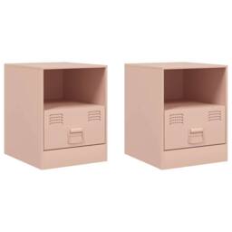 Berkfield Home Bedside Cabinets 2pcs Pink 34.5x39x44 cm Steel