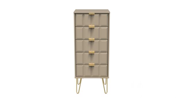 Ready Assembled 2 U Metro 5 Drawer Tall Bedside (Ready Assembled) in Light Brown - image 1