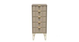 Ready Assembled 2 U Metro 5 Drawer Tall Bedside (Ready Assembled) in Light Brown - thumbnail 1