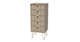 Ready Assembled 2 U Metro 5 Drawer Tall Bedside (Ready Assembled) in Light Brown - thumbnail 3