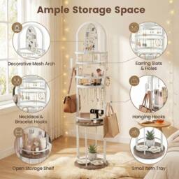 Costway Jewelry Organizer Stand Rotating Jewelry Storage Rack w/Earring Holder - thumbnail 4