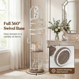 Costway Jewelry Organizer Stand Rotating Jewelry Storage Rack w/Earring Holder - thumbnail 8