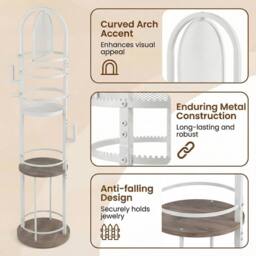 Costway Jewelry Organizer Stand Rotating Jewelry Storage Rack w/Earring Holder - thumbnail 7