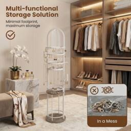Costway Jewelry Organizer Stand Rotating Jewelry Storage Rack w/Earring Holder - thumbnail 9