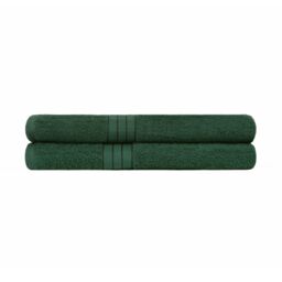 OHS 2 Pack of 100% Cotton Bath Sheet Bathroom Towel in Dark Green - thumbnail 2