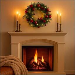 Christmas Shop Christmas Wreath 40cm Pre-Lit with LED Lights in Green