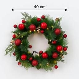 Christmas Shop Christmas Wreath 40cm Pre-Lit with LED Lights in Green - thumbnail 2