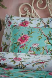 Furn Vintage Chinoiserie Exotic Floral Duvet Cover Set in Jade - Size: King - thumbnail 3