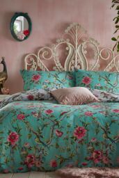 Furn Vintage Chinoiserie Exotic Floral Duvet Cover Set in Jade - Size: King - thumbnail 1
