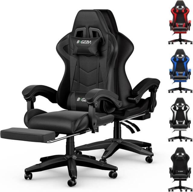 Gartistgo Ergonomic Gaming Chair with Lumbar Cushion & Footrest in Black - image 1