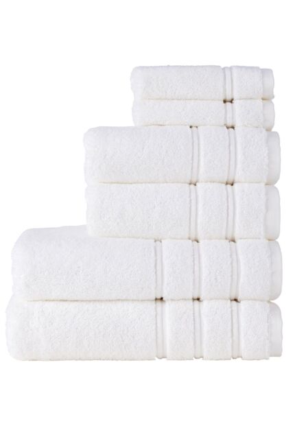 CHRISTY 'Antalya' 100% Turkish Cotton 6 Piece Luxury Bath Towel Set in White - image 1