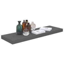 Berkfield Home Durable Floating Wall Shelf High Gloss Grey 80x23.5x3.8 cm MDF