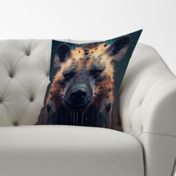Warren Reed - Designer Hyena Face Splashart Dark Background Cushions in Brown - Size: 60 cm x 60 cm - thumbnail 2