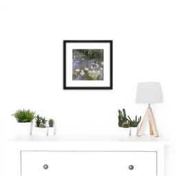 Artery8 Claude Monet Water Lilies Painting 8X8 Inch Square Wooden Framed Wall Art Print Picture with Mount in Black - thumbnail 2