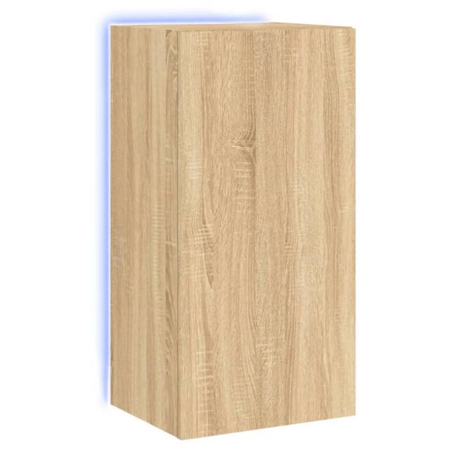 Berkfield Home TV Wall Cabinet with LED Lights Sonoma Oak 40.5x35x80 cm in Brown - image 1