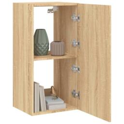 Berkfield Home TV Wall Cabinet with LED Lights Sonoma Oak 40.5x35x80 cm in Brown - thumbnail 6