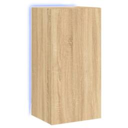 Berkfield Home TV Wall Cabinet with LED Lights Sonoma Oak 40.5x35x80 cm in Brown - thumbnail 1