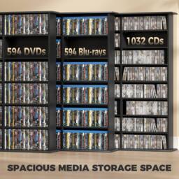 HOMCOM DVD Storage Unit, Media Storage Shelf with 24 Compartments, Black - thumbnail 4
